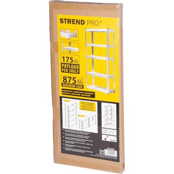 Strend Pro 5 polcos fém/MDF műhelypolc, 180 x 90 x 40 cm, teherbírás: 175 kg/polc