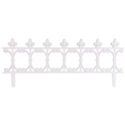   Mini díszkerítés, Strend Pro Garden Gardens F755, fehér, 87 x 34 cm, műanyag, kovácsoltvas hatású, összekapcsolható, leszúrható, 4 db/csomag