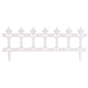Mini díszkerítés, Strend Pro Garden Gardens F755, fehér, 87 x 34 cm, műanyag, kovácsoltvas hatású, összekapcsolható, leszúrható, 4 db/csomag