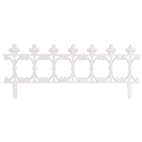 Mini díszkerítés, Strend Pro Garden Gardens F755, fehér, 87 x 34 cm, műanyag, kovácsoltvas hatású, összekapcsolható, leszúrható, 4 db/csomag