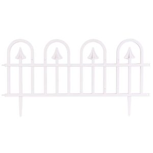 Mini díszkerítés, Strend Pro Garden Gardens F709, fehér, 61 x 32 cm, műanyag, kovácsoltvas hatású, összekapcsolható, leszúrható, 4 db/csomag