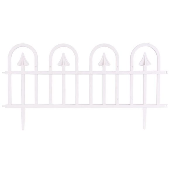 Mini díszkerítés, Strend Pro Garden Gardens F709, fehér, 61 x 32 cm, műanyag, kovácsoltvas hatású, összekapcsolható, leszúrható, 4 db/csomag