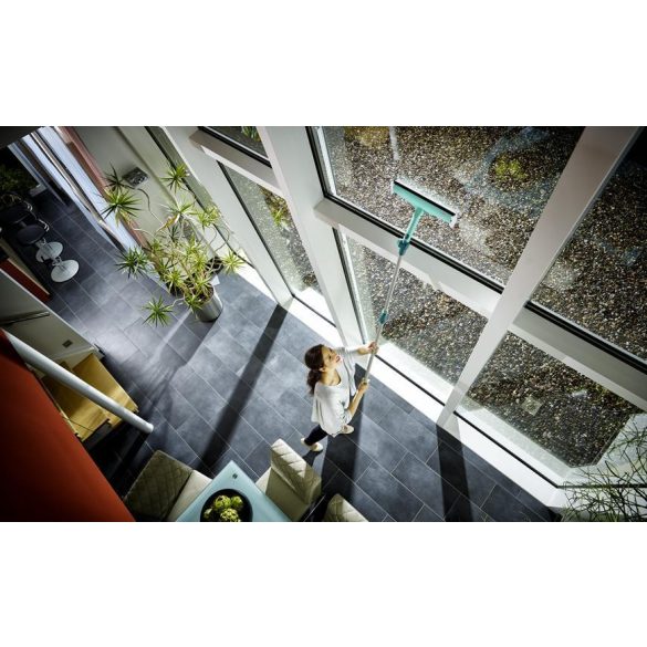 Ablaktörlő, Leifheit 51320, 3 az 1-ben, 28 cm, türkiz, mikroszálas, mosható huzat, vízlehúzó él, mozgatható, rögzíthető fej