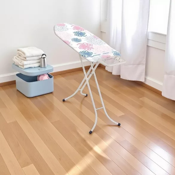 Leifheit 72577 Classic M Basic vasalódeszka, fehér, 120 × 30 cm vasalófelülettel, 76–87 cm között állítható magassággal, stabil vasalótartó felülettel és biztonsági zárral, kompakt, összecsukható kialakítással
