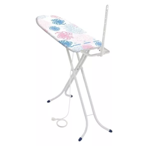 Leifheit 72580 Classic M Compact Plus vasalódeszka, fehér, 120 × 38 cm vasalófelülettel, 76–95 cm között állítható magassággal, stabil vasalótartóval, beépített kábeltartó antennával