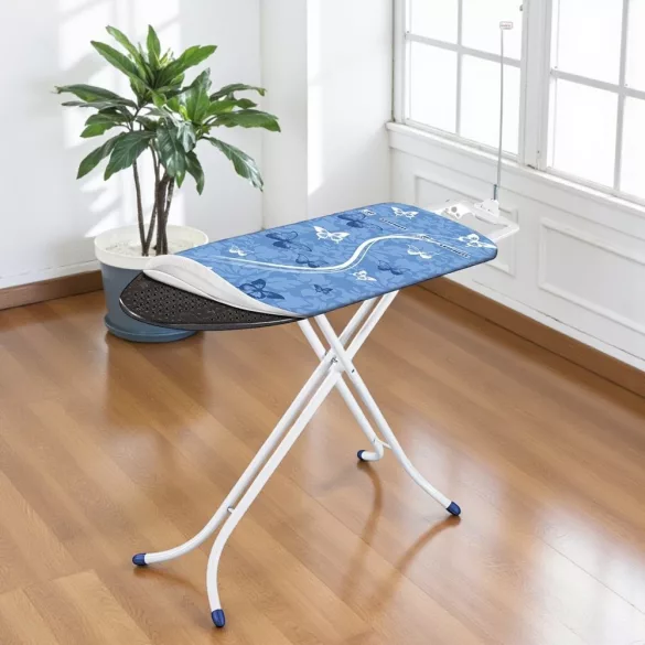 Leifheit 72585 Air Board M Compact vasalódeszka, türkiz, 120 × 38 cm vasalófelülettel, Thermo-Reflect technológiával a 33%-kal gyorsabb vasalásért, 76–95 cm között állítható