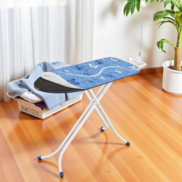 Leifheit 72585 Air Board M Compact vasalódeszka, türkiz, 120 × 38 cm vasalófelülettel, Thermo-Reflect technológiával a 33%-kal gyorsabb vasalásért, 76–95 cm között állítható