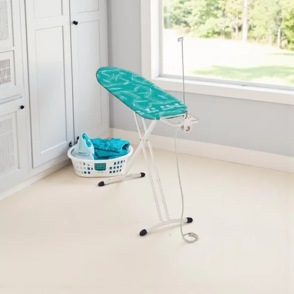 Leifheit 72588 Air Board M Solid Plus NF vasalódeszka, türkiz, 120 × 38 cm vasalófelülettel, thermo-reflect technológiával a 33%-kal gyorsabb vasalásért, 76–98 cm között állítható