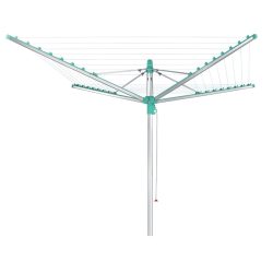   Leifheit 85285 Linomatic 400 Easy kültéri ruhaszárító, 40 méter szárítási terület, ezüst, zsinórbehúzó mechanizmussal, vállfatartó akasztókkal, betonozható talajrögzítővel