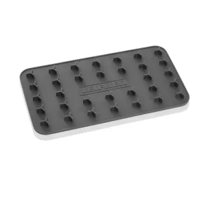 Vasalótartó, Leifheit 72691, sötétszürke, 25,5 × 14 cm, szilikon, hordozható, univerzális, csúszásmentes, hőálló 250 °C-ig, mosható