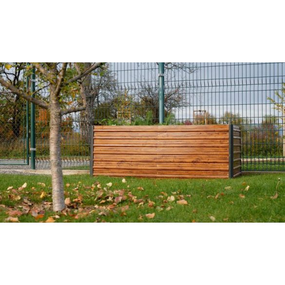 Magaságyás, Strend Pro Garden, 200 × 100 × 77 cm, 3D dizájn, fa mintás, fém, magasított