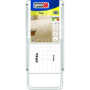 Gimi Top ruhaszárító, 20 méter szárítási terület, fehér, lehajtható szárnyakkal, acélvázzal, csúszásmentes lábakkal