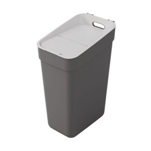 Szemeteskuka, Curver Ready to Collect, 30 l, sötétszürke, újrahasznosított műanyag, moduláris, egymásra rakható, fali tartóval
