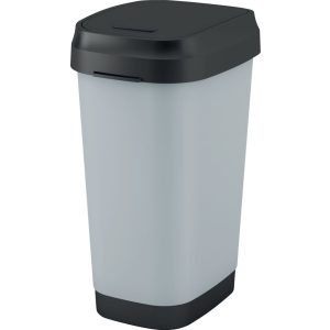 Szemeteskuka, KIS Dual Swing Style L Steel, 50 l, szürke, 42 x 30,5 x 60 cm, levehető csuklós fedél
