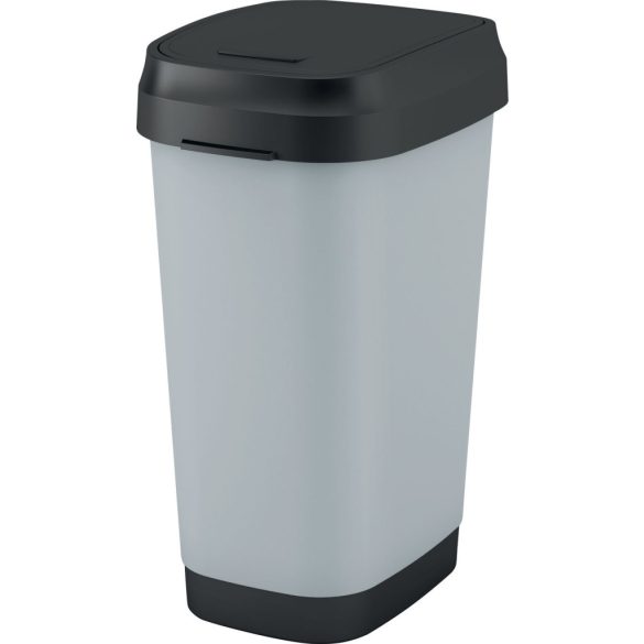 Szemeteskuka, KIS Dual Swing Style L Steel, 50 l, szürke, 42 x 30,5 x 60 cm, levehető csuklós fedél