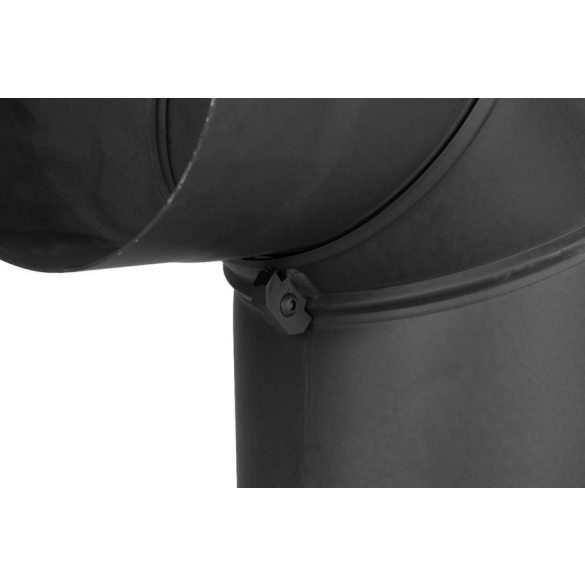 Füstcső könyök, V.A.P.K. HS.EX 090/200/2, fekete, 200 mm / 90°, állítható szögű, lemezvastagság: 2,0 mm