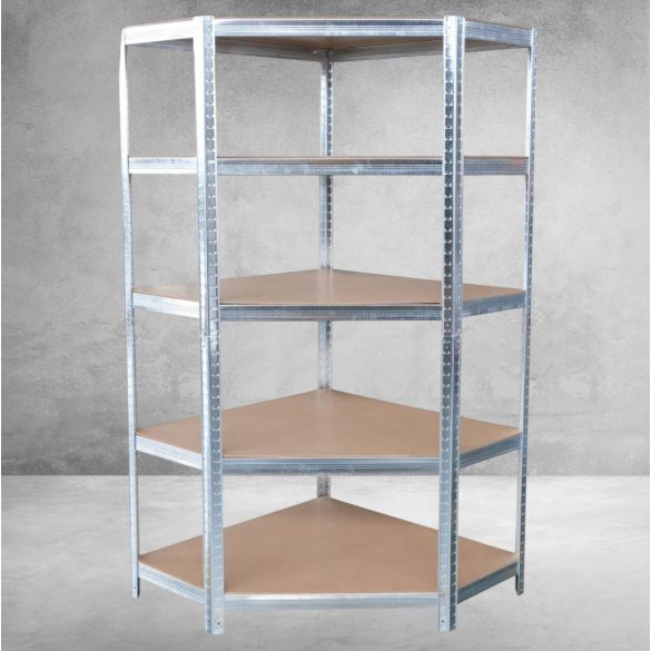 Strend Pro 5 polcos fém/MDF sarok műhelypolc, 180 x 90 x 40 cm, teherbírás: 150 kg/polc