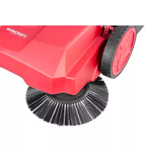 Seprőgép, Worcraft HPS-650, piros/fekete, 22 l, 65 cm munkaszélesség, mechanikus, állítható fogantyú, kültéri felületekre