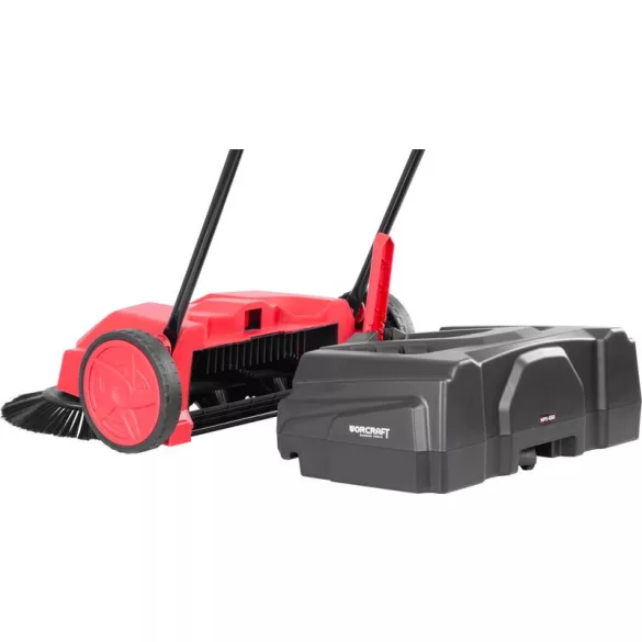 Seprőgép, Worcraft HPS-650, piros/fekete, 22 l, 65 cm munkaszélesség, mechanikus, állítható fogantyú, kültéri felületekre