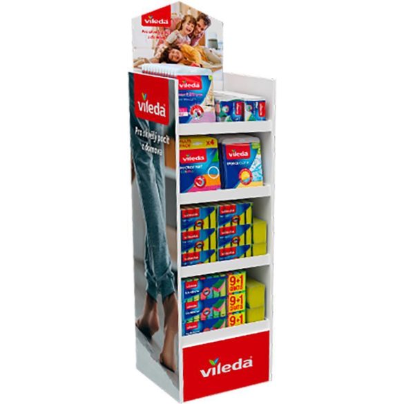 Felmosó szett állvány, Vileda ATF Display kicsi + Ultramax Complete Set box, 150 cm, polcszélesség 40 cm, karton