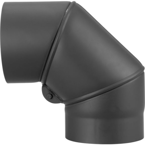 Füstcső könyök, V.A.P.K. HS.EX 090/160/2, fekete, 160 mm / 90°, állítható szögű, lemezvastagság: 2,0 mm