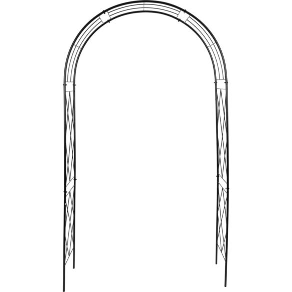 Kerti lugas, Strend Pro Garden, fekete, 120 x 44 x 219 cm, porfestett fém, időjárásálló, kúszónövényekhez, bordás megerősítéssel