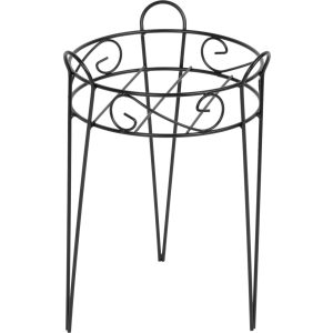 Virágtartó állvány, Strend Pro Garden, fekete, átmérő: 27 cm, magasság: 39 cm, acél, kerek