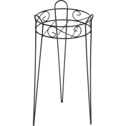   Virágtartó állvány, Strend Pro Garden, fekete, átmérő: 27 cm, magasság: 53 cm, acél, kerek