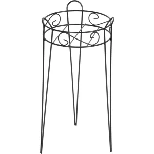 Virágtartó állvány, Strend Pro Garden, fekete, átmérő: 27 cm, magasság: 53 cm, acél, kerek