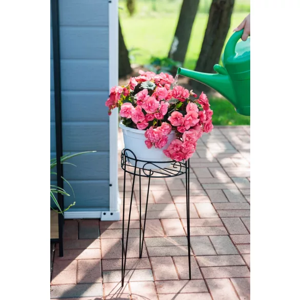 Virágtartó állvány, Strend Pro Garden, fekete, átmérő: 27 cm, magasság: 53 cm, acél, kerek