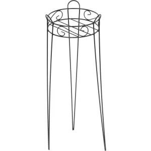 Virágtartó állvány, Strend Pro Garden, fekete, átmérő: 27 cm, magasság: 73 cm, acél, kerek