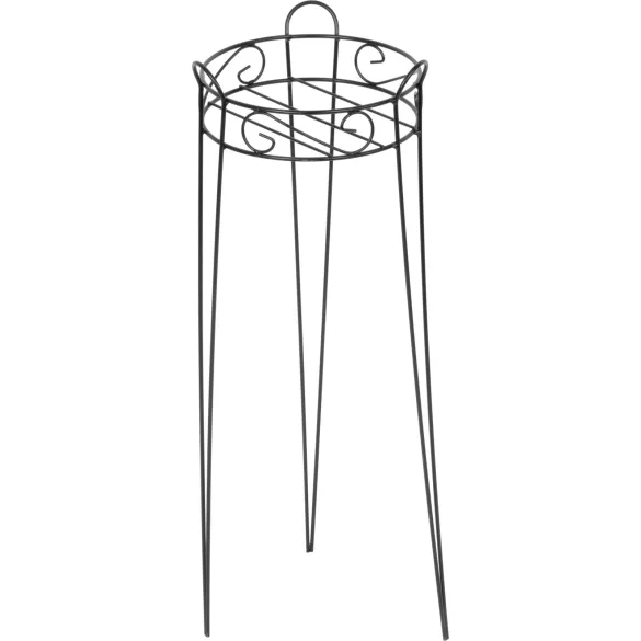 Virágtartó állvány, Strend Pro Garden, fekete, átmérő: 27 cm, magasság: 73 cm, acél, kerek