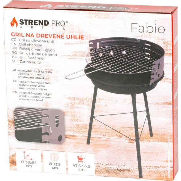 Strend Pro Fabio faszenes grill - fekete - 38x38x55cm