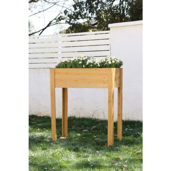 Magaságyás, Strend Pro Garden, 84 × 40 × 98 cm, fa, lábakkal, könnyen összeszerelhető, stabil, természetes megjelenésű