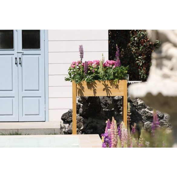 Magaságyás, Strend Pro Garden, 84 × 40 × 98 cm, fa, lábakkal, könnyen összeszerelhető, stabil, természetes megjelenésű