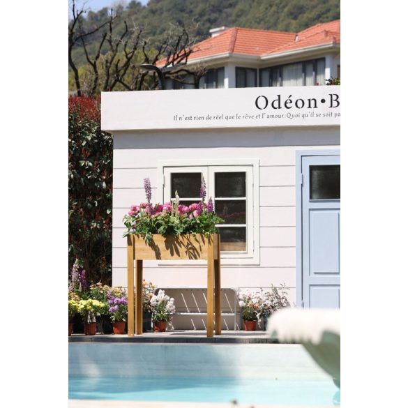 Magaságyás, Strend Pro Garden, 84 × 40 × 98 cm, fa, lábakkal, könnyen összeszerelhető, stabil, természetes megjelenésű