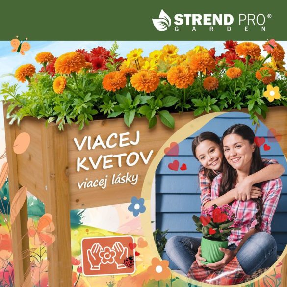 Magaságyás, Strend Pro Garden, 84 × 40 × 98 cm, fa, lábakkal, könnyen összeszerelhető, stabil, természetes megjelenésű