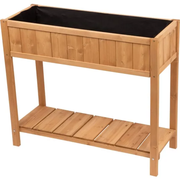 Magaságyás, Strend Pro Garden, 89 × 33 × 76 cm, fa, alsó polccal, magasított, lábakkal, könnyen összeszerelhető, stabil
