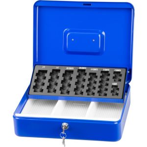 Pénzkazetta, Strend Pro CashBox, 30 × 24 × 9 cm, pénzre és érmékre, kompakt, praktikus, biztonságos tárolás