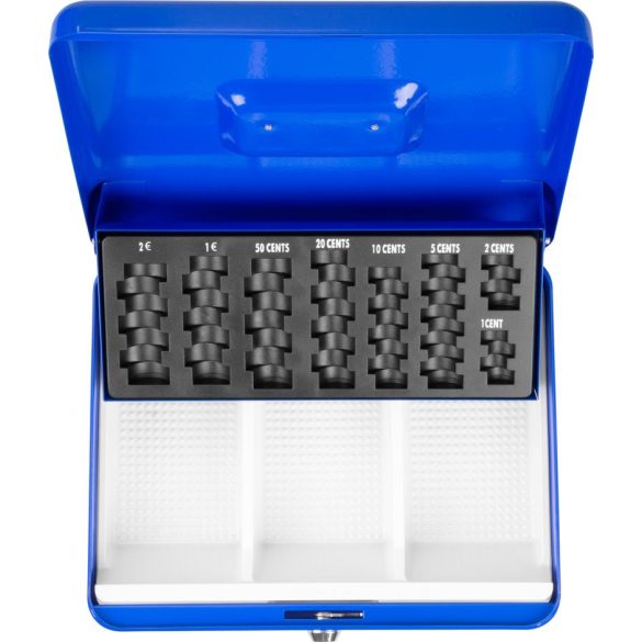 Pénzkazetta, Strend Pro CashBox, 30 × 24 × 9 cm, pénzre és érmékre, kompakt, praktikus, biztonságos tárolás