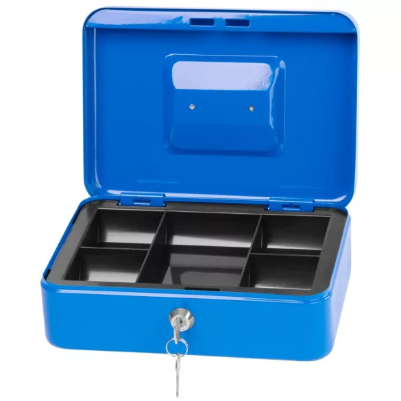 Pénzkazetta, Strend Pro CashBox, 25 × 18 × 9 cm, zárható, masszív kivtel, pénz és értéktárgyak tárolására, biztonságos tárolás