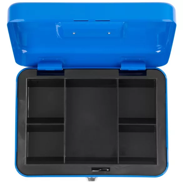 Pénzkazetta, Strend Pro CashBox, 25 × 18 × 9 cm, zárható, masszív kivtel, pénz és értéktárgyak tárolására, biztonságos tárolás