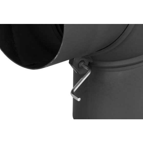 Füstcső könyök, V.A.P.K. HS.EX 090/180/1,5, fekete, 180 mm / 90°, állítható szögű, lemezvastagság: 1,5 mm