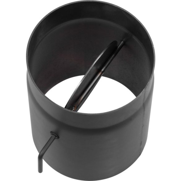 Füstcső, V.A.P.K. HS K0250/130/1,5, fekete, 25 cm / 150 mm, csappantyúval, rövid húzókarral, DC01 acéllemez, vastagfalú, lemezvastagság: 1,5 mm