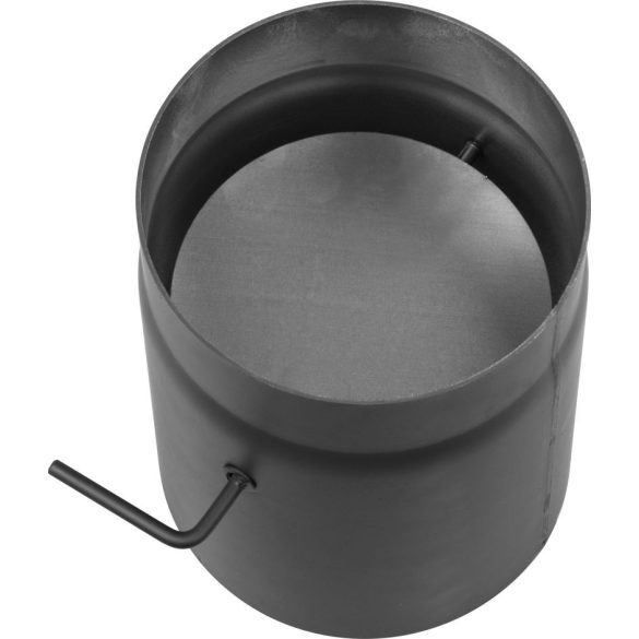 Füstcső, V.A.P.K. HS K0250/130/1,5, fekete, 25 cm / 150 mm, csappantyúval, rövid húzókarral, DC01 acéllemez, vastagfalú, lemezvastagság: 1,5 mm