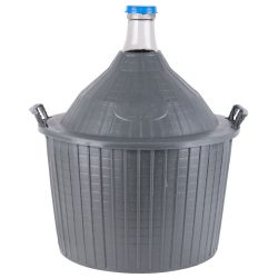   Demizson, Strend Pro Garden Cada Inco, 54 l, szürke, üveg, 75 mm nyakátmérő, műanyag védőburkolat, két fogantyú, borhoz és pálinkához