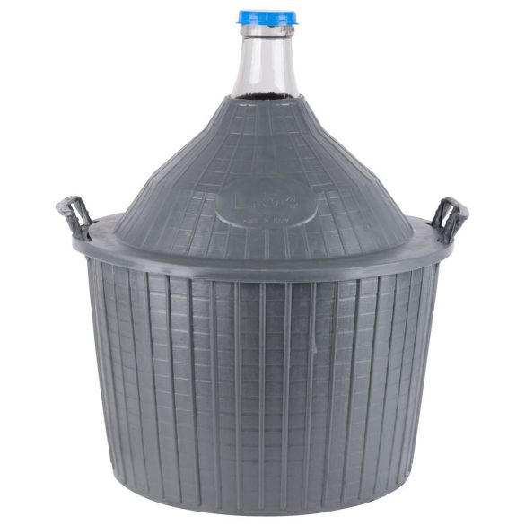 Demizson, Strend Pro Garden Cada Inco, 54 l, szürke, üveg, 75 mm nyakátmérő, műanyag védőburkolat, két fogantyú, borhoz és pálinkához