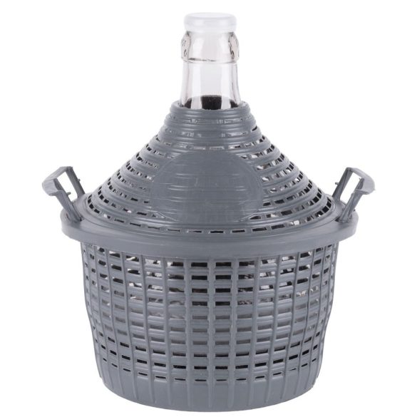 Demizson, Strend Pro Garden Cada Inco, 5 l, szürke, üveg, 40 mm nyakátmérő, műanyag védőburkolat, két fogantyú, borhoz és pálinkához