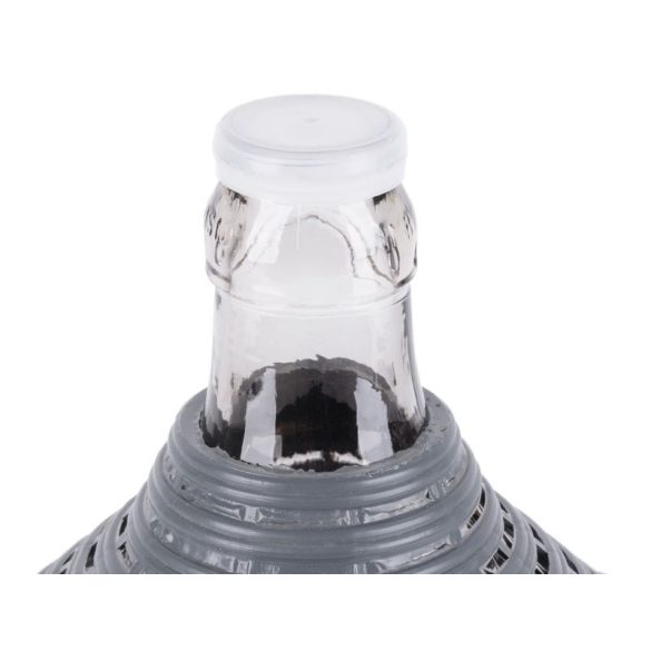 Demizson, Strend Pro Garden Cada Inco, 5 l, szürke, üveg, 40 mm nyakátmérő, műanyag védőburkolat, két fogantyú, borhoz és pálinkához