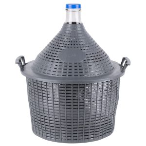 Demizson, Strend Pro Garden Cada Inco, 25 l, szürke, üveg, 55 mm nyakátmérő, műanyag védőburkolat, két fogantyú, borhoz és pálinkához